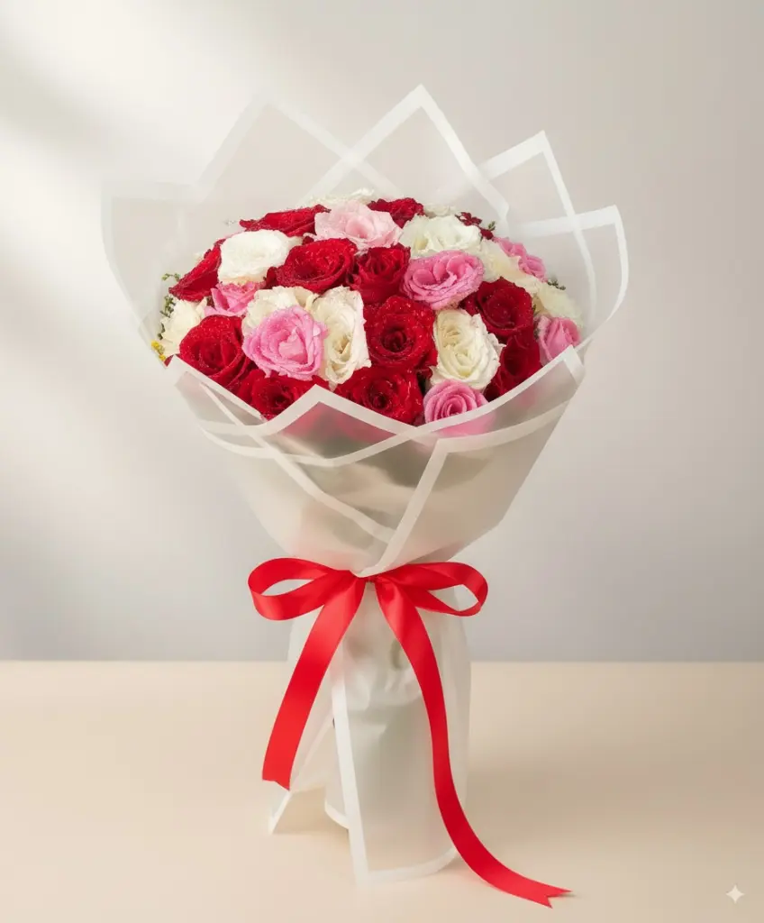  Pink, White & Red Bouquet | Code 163
