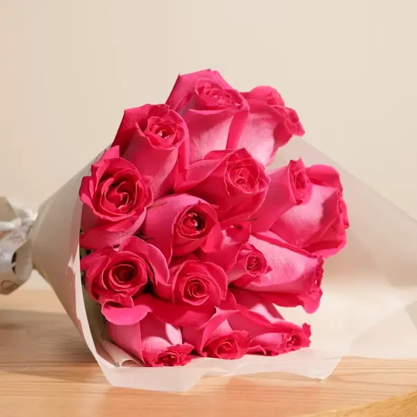 Elegant Fuchsia Roses Bouquet | 15 Roses | Code 147