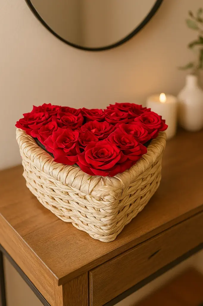 red roses in palm heart | Code 110