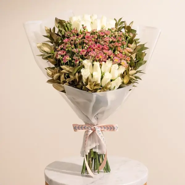 The Crown Bouquet | White Roses | Code 234