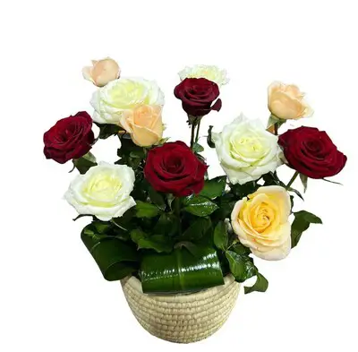 Roses in Palm Basket | Code 104
