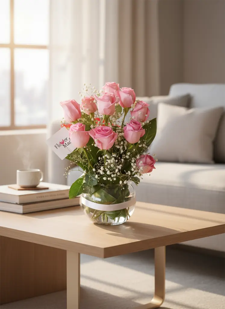 Imported Pink Roses in Vase | Code 140