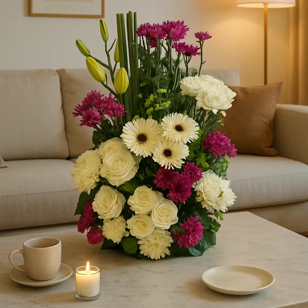 تنسيق زهور أبيض وأرجواني أنيق | كود 146