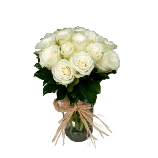 [128]  White Roses in Glass Vase | Code 128