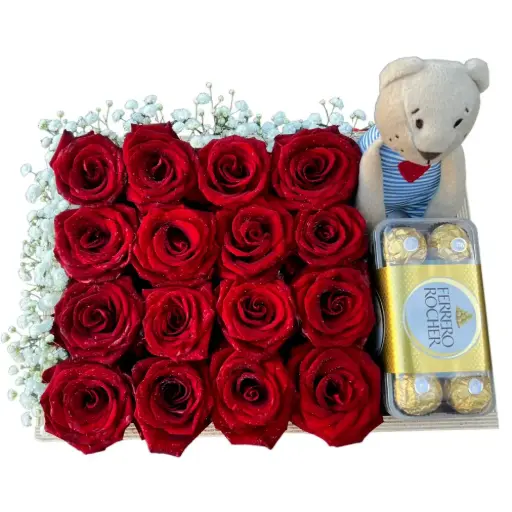 [108] Red Roses & Ferrero Rocher & Teddy Bear | Code 108