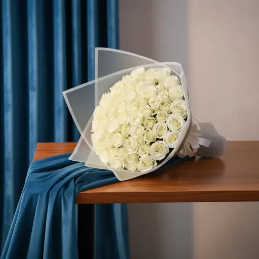 [208] White roses Bouquet| Code 208