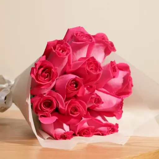 [147] Elegant Fuchsia Roses Bouquet | 15 Roses | Code 147
