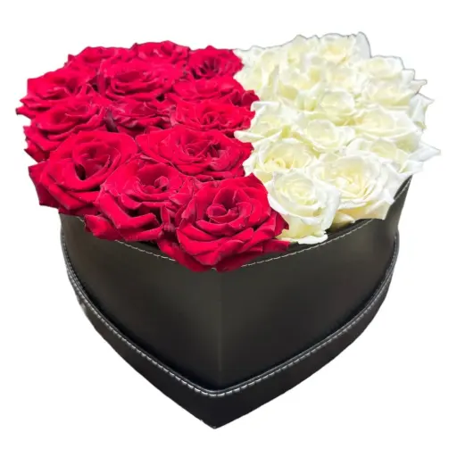 [117] Heart Box with Red & White Roses | Code 117