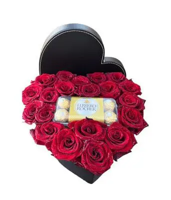 [114] Heart With 25 Red Roses & Ferrero Rocher | Code 114
