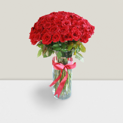 [137]  Red Roses in Glass Vase 2025 | Code 137